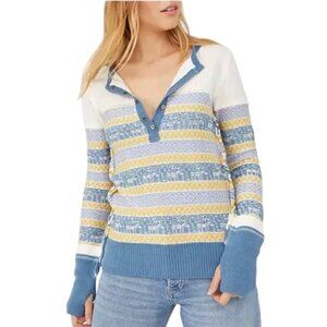 Free People Exposed Seam Thermal To The Woods  Henley Top in Light Combo